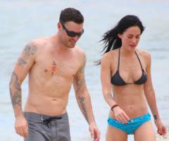 Brian Austin Green and Megan Fox bikini on the beach
