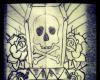 tiny coffin with skull and diamond