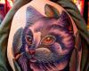 Color full violete cat tattoo