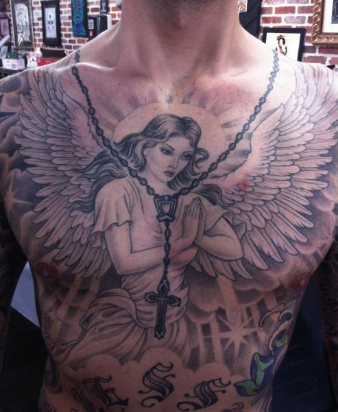 Angel Tattoo black and gray