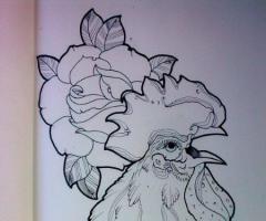 Desenhos galo e rosa