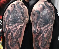 Octopus half sleeve tattoo