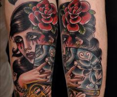 Woman skull tattoo by Marija Ripley