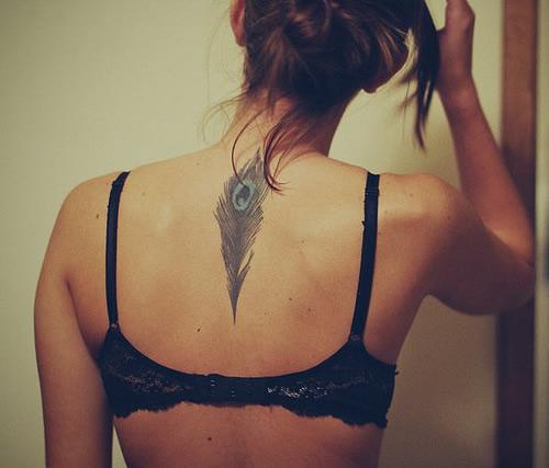 Pluma pavo real tatuaje