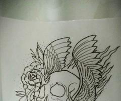 Dibujo de calaca con alas