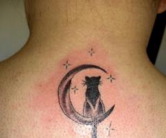 Moon, cat and star tribal