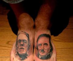 Frankenstein and Edgar Allan Poe tattoo