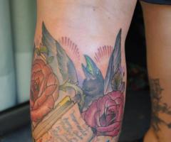 Tattoo book, roses and crow sketches
