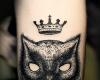Owl and crown tattoo