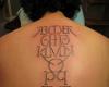 Tatuaje de abecedario en la espalda