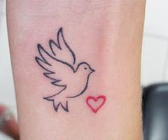 dove with heart tattoo