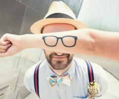 Funny glasses tattoo