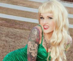 Blonde with sleeve tattoo