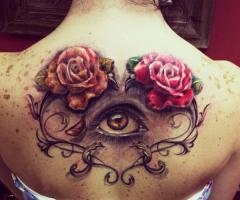 Heart with Roses and Eye Tattoo