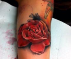 Rose color full tattoo