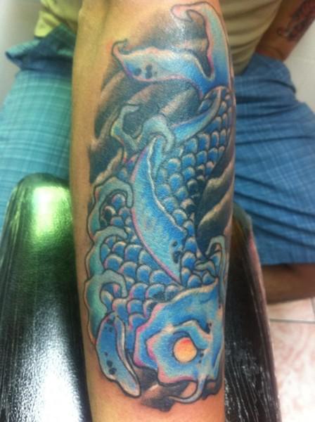 Cover up freehand koi fish