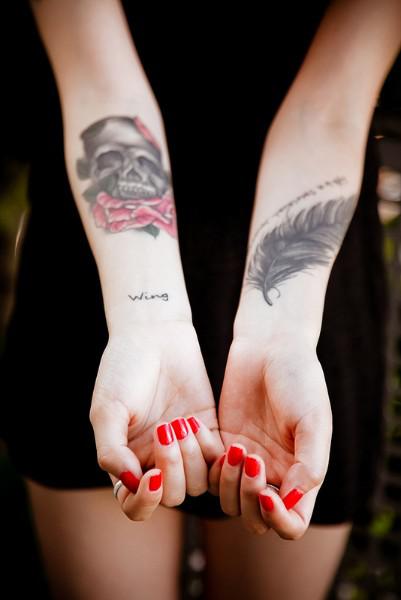 Skull girly and feather
