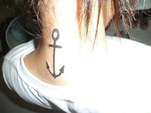 Most cute anchor tattoo on nape