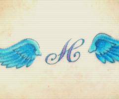 Inicial H con alas azules