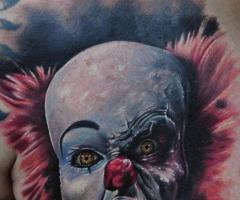 Zombie IT clown tattoo
