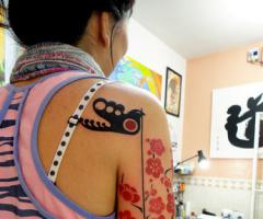 Cherry blossom and key tattoo