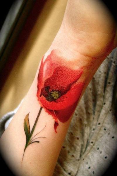 Poppy flower tattoo