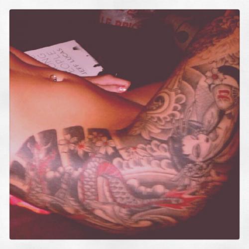Thigh sleeve tattoo