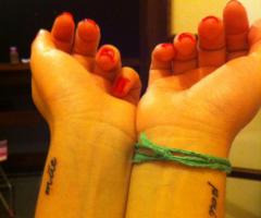 Tatuagem no pulso, mãe, pai, escrito
