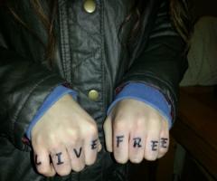 Live Free knuckle tattoo