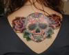 skull and roses on back