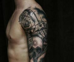 Skull sleeve tattoo