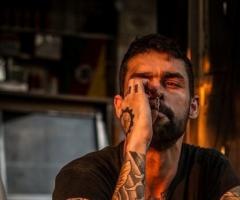 Oriental style tattoo guy