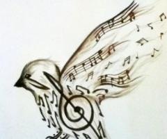 Pajaro con notas musicales