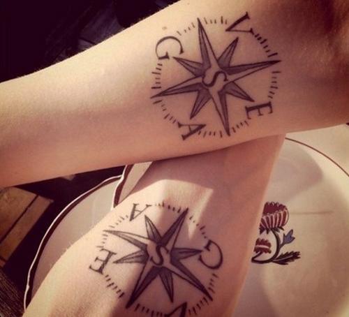 Compass tattoo for couples
