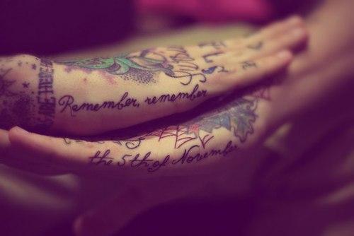 Quote hand tattoo
