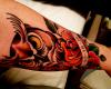 Owl and rose tattoo