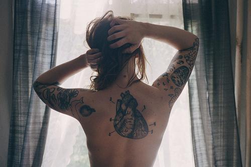 Real heart on back