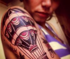 Hot air balloon traditional tattoo