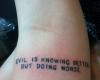 Evil is knowing better, but doing worse