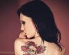 Gothic Skull & Floral Tattoo