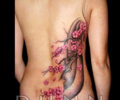 Cherry blossom back tattoo