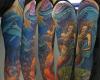Mermaid sleeve tattoo colorful