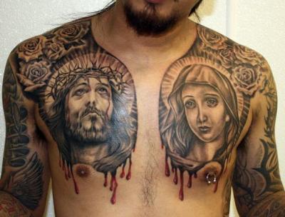Tatuajes religiosos jesus y la virgen