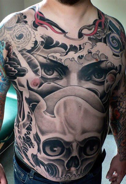 Eyes and skull full tattoo