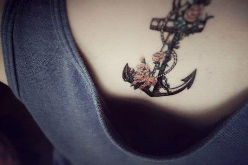 Beautiful anchor and roses
