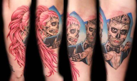 Tatuajes de pareja de esqueletos