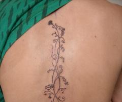 Tatuaje de enredadera sexy en espalda femenina