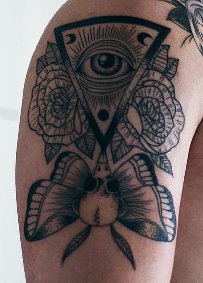 Illuminati style tattoo black and white