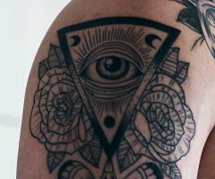 Illuminati style tattoo black and white