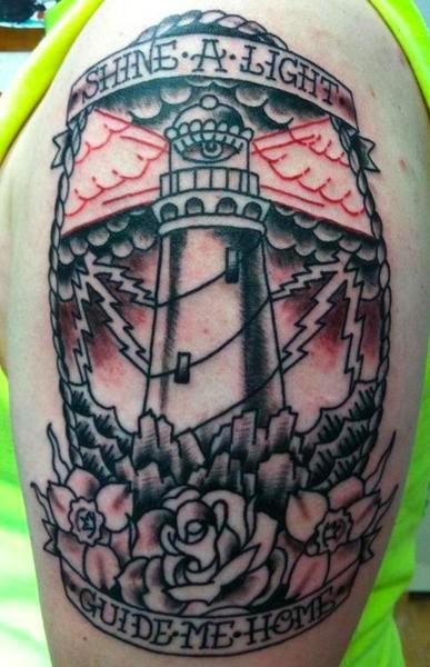 Lines lighthouse tattoo